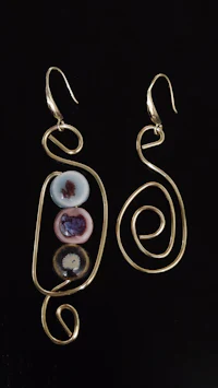a pair of gold - plated agate earrings